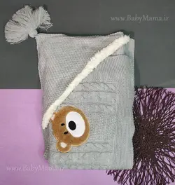 پتو بافت کلاهدار گلدوزی خرس