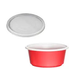 کاسه یکبار مصرف خورشتی درب دار قرمز بسته 1۰ عددی رویا