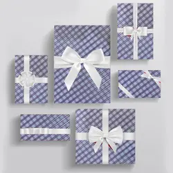 کاغذ کادو طلاکوب هاشور آبی بسته ۲ عددی