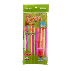 نی یکبارمصرف رنگی 8 میلی متر بسته 50 عددی