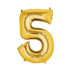 بادکنک فویلی عدد 5 طلایی کارتی