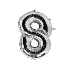 بادکنک فویلی عدد 8 نقره ای کارتی