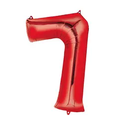 بادکنک فویلی عدد 7 قرمز کارتی