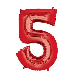 بادکنک فویلی عدد 5 قرمز کارتی