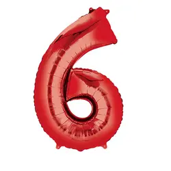 بادکنک فویلی عدد 6 قرمز کارتی