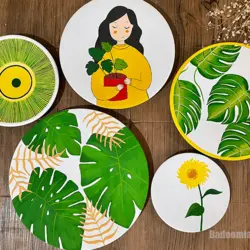 ست پنج تکه بشقاب دیوار کوب سبز زندگی❤️