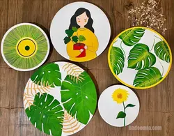 ست پنج تکه بشقاب دیوار کوب سبز زندگی❤️