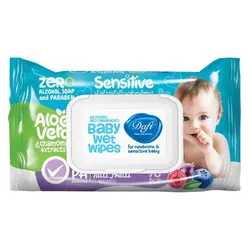 دستمال مرطوب پاک کننده کودک دافی مدل Sensitive حجم 70 عددی