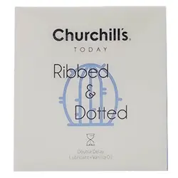 کاندوم فوق العاده نازک چرچیلز Churchills مدل Ribbed And Dotted بسته 3 عددی