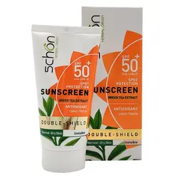 کرم ضد آفتاب بی رنگ SPF50 شون حاوی عصاره چای سبز مناسب پوست خشک حجم 50 میل