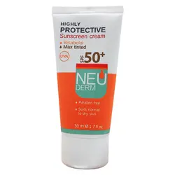 کرم ضد آفتاب بژه تیره SPF50 نئودرم مناسب پوست خشک 50 میل