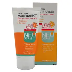 کرم ضد آفتاب بی رنگ SPF50 نئودرم مناسب پوست چرب 50 میل