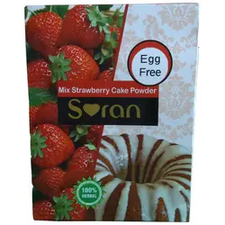 پودر کیک نیمه آماده توت فرنگی بدون نیاز به تخم‌مرغ با شکر قهوه‌ای 450 گرمی-توس سویا(سوران)