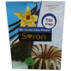 پودر کیک نیمه آماده وانیلی بدون نیاز به تخم‌مرغ با شکر قهوه‌ای 450 گرمی-توس سویا(سوران)