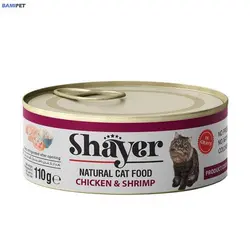 خرید کنسرو شایر مخصوص گربه با طعم مرغ و میگو در سس گوشت 110 گرم - پت شاپ بامی پت