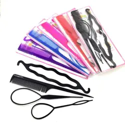 ست شانه و بست مو 4 تیکه رنگی