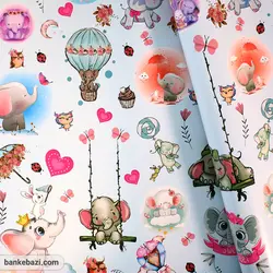 کاغذ کادو یک رو طرح فیل خوشحال