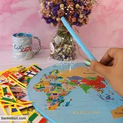 بازی نقشه چوبی جهان با پرچم