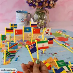 بازی نقشه چوبی جهان با پرچم