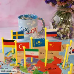 بازی نقشه چوبی جهان با پرچم