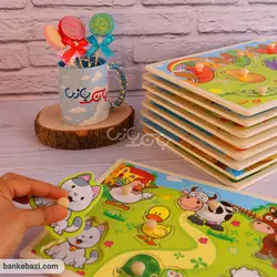 پازل چوبی پین دار (دکمه دار)