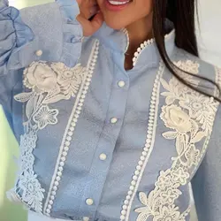 شومیز زنانه مجلسی کتان کریستال با خرجکار گیپور مدل هیوا