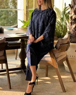 ست شومیز زنانه مجلسی گیپور فرانسوی و شلوار کرپ و گیپور مدل دل آرام