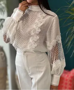 شومیز مجلسی زنانه حریر ارگانزا مدل آسمان