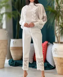 شومیز مجلسی زنانه حریر ارگانزا مدل آسمان