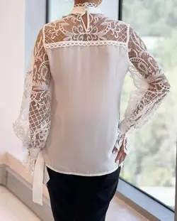 شومیز زنانه مجلسی کرپ و تور دانتل ترک مدل آرزو