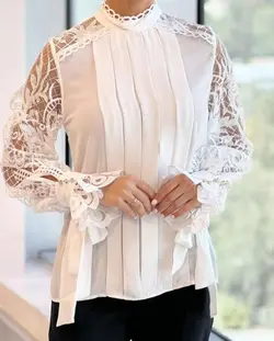 شومیز زنانه مجلسی کرپ و تور دانتل ترک مدل آرزو