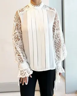 شومیز زنانه مجلسی کرپ و تور دانتل ترک مدل آرزو