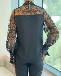 شومیز زنانه مجلسی کرپ و تور دانتل ترک مدل آرزو