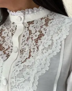 شومیز زنانه مجلسی کتان کریستال و گیپور فرانسه مدل آناشید