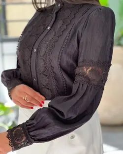 شومیز زنانه مجلسی حریر و گیپور مدل ساناز