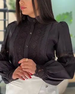 شومیز زنانه مجلسی حریر و گیپور مدل ساناز