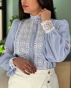 شومیز زنانه مجلسی حریر و گیپور مدل ساناز