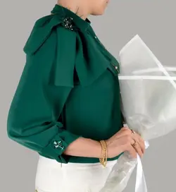 شومیز زنانه مجلسی کرپ جواهر دوزی مدل یلدا