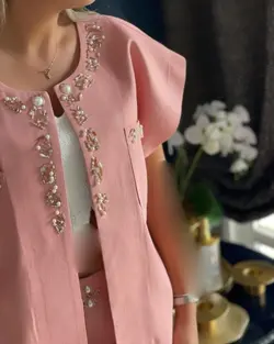 ست کت و شلوار  زنانه مجلسی کرپ  جواهر دوزی مدل مارال  _ کد 310