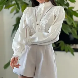 شومیز زنانه مجلسی کتان کریستال مدل  رونیا _ مدل 120