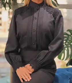شومیز زنانه مجلسی کتان لمه  مدل نیلوفر  _ کد 128
