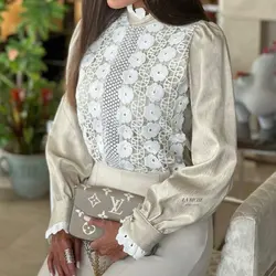 شومیز زنانه مجلسی کتان کریستال مدل پریسا _ کد 129