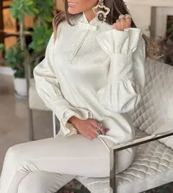 شومیز زنانه مجلسی کتان ژاکارد مدل درسا  کد 132