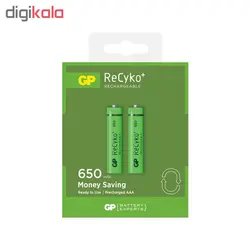 باتری نیم قلمی قابل شارژ جی پی مدل ReCyko Plus 650 بسته دو عددی
