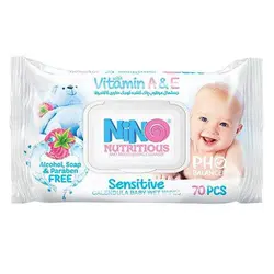 دستمال مرطوب پاک کننده کودک نینو حاوی کالاندولا 70 عدد