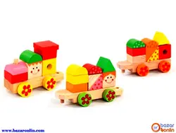اسباب بازی چوبی قطار اشکال هندسی