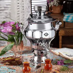 سماور گازسوز عالی نسب مدل نقشینه سیمین 6 لیتری
