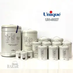 سرویس 15 پارچه کرم کاکتوس قهوه ای درب فلزی یونیک کد 9027