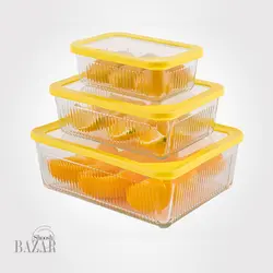 ست ظروف شیشه ای مستطیل شیاردار لیمون کد 2100