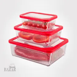 ست ظروف شیشه ای مستطیل شیاردار لیمون کد 2100